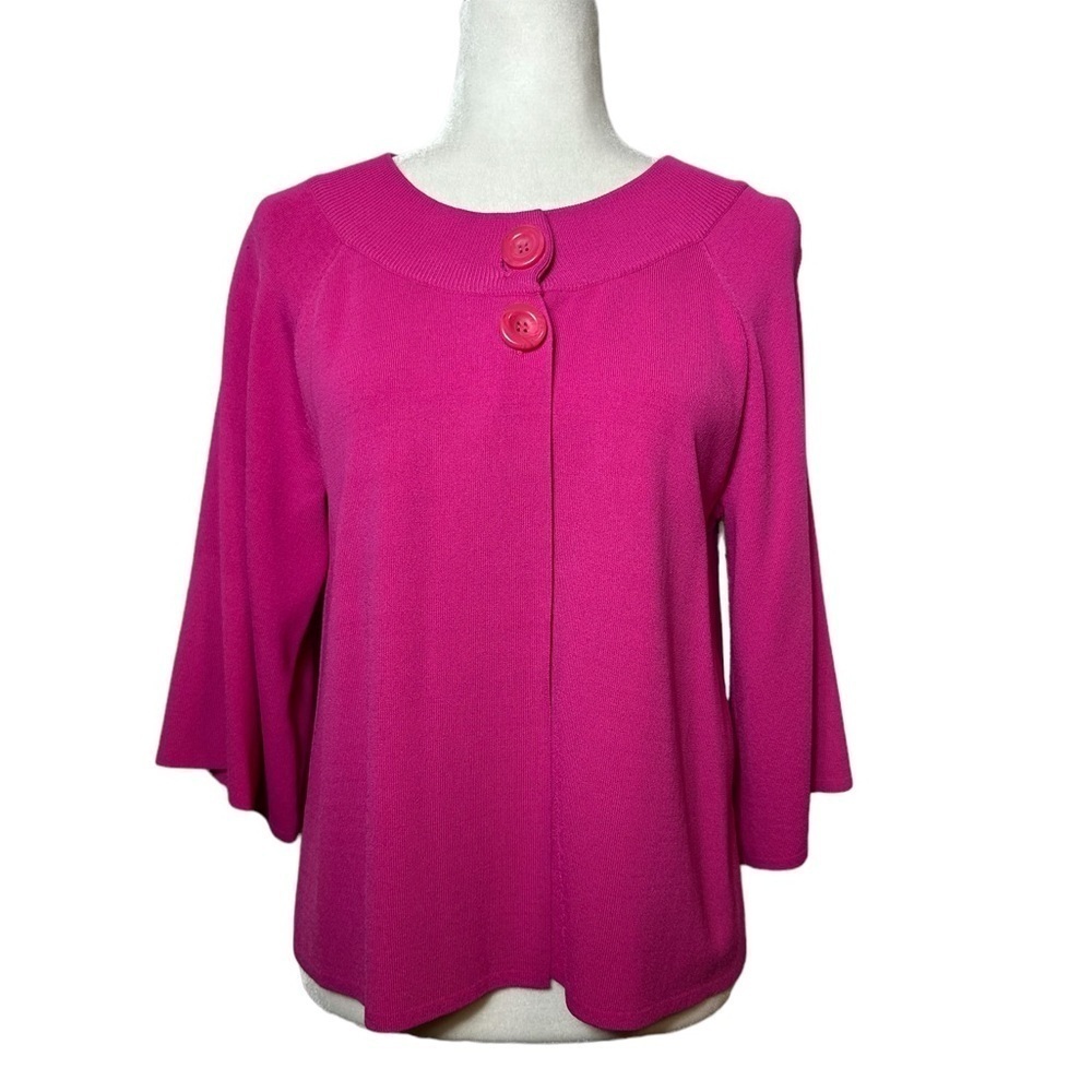 Cable & Gauge Pink Shrug Cardigan 3/4 Flare Sleeve Womens Small Barbiecore